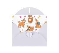 YYHHAOFA Biglietto di auguri bianco con immagine di cane Shiba Inu 10,2 x 15,2 cm per Natale, compleanni dei bambini, San Valentino, anniversari di matrimonio e inviti per feste