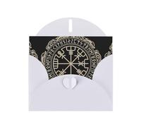 YYHHAOFA Biglietto di auguri bianco dal design magico con rune norrene, immagine bussola, 10,2 x 15,2 cm, per Natale, compleanni dei bambini, San Valentino, anniversari di matrimonio e inviti per