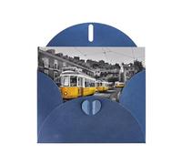 YYHHAOFA Biglietto di auguri blu con immagine del treno della città, 10,2 x 15,2 cm, per Natale, compleanni dei bambini, San Valentino, anniversari di matrimonio e inviti per feste