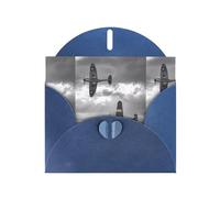 YYHHAOFA Biglietto di auguri blu con immagine di aeroplano della seconda guerra mondiale, 10,2 x 15,2 cm, per Natale, compleanni dei bambini, San Valentino, anniversari di matrimonio e inviti per