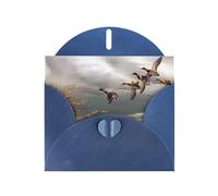 YYHHAOFA Biglietto di auguri blu con immagine di anatre selvatiche che volano 10,2 x 15,2 cm per Natale, compleanni dei bambini, San Valentino, anniversari di matrimonio e inviti per feste
