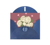 YYHHAOFA Biglietto di auguri blu con immagine di rosa bianca dell'amore per Natale, compleanno dei bambini, San Valentino e invito a una festa