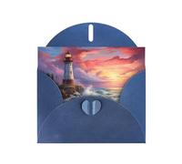 YYHHAOFA Biglietto di auguri blu con immagine di un faro per Natale, compleanno dei bambini, San Valentino e invito a una festa