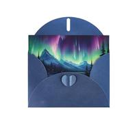 YYHHAOFA Biglietto di auguri blu con immagine dipinta dell'aurora boreale per Natale, compleanno dei bambini, San Valentino e invito a una festa
