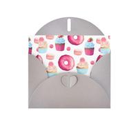 YYHHAOFA Biglietto di auguri grigio con ciambella rosa e immagine di cupcake, 10,2 x 15,2 cm, per Natale, compleanni dei bambini, San Valentino, anniversari di matrimonio e inviti per feste