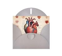 YYHHAOFA Biglietto di auguri grigio con immagine di anatomia umana a forma di cuore, 10,2 x 15,2 cm, per Natale, compleanni dei bambini, San Valentino, anniversari di matrimonio e inviti per feste