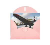 YYHHAOFA Biglietto di auguri rosa con aereo della seconda guerra mondiale per Natale, compleanno dei bambini, San Valentino e invito per feste
