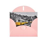 YYHHAOFA Biglietto di auguri rosa con immagine del treno della città, 10,2 x 15,2 cm, per Natale, compleanni dei bambini, San Valentino, anniversari di matrimonio e inviti per feste