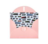 YYHHAOFA Biglietto di auguri rosa con immagine di auto del treno 10,2 x 15,2 cm per Natale, compleanni dei bambini, San Valentino, anniversari di matrimonio e inviti per feste