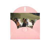 YYHHAOFA Biglietto di auguri rosa con immagine di cavalli al galoppo per Natale, compleanno dei bambini, San Valentino e invito per feste