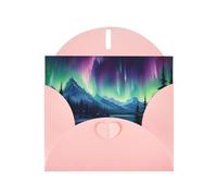 YYHHAOFA Biglietto di auguri rosa con immagine dipinta dell'aurora boreale per Natale, compleanno dei bambini, San Valentino e invito a una festa