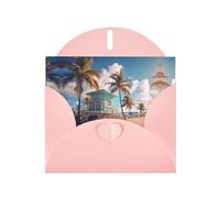YYHHAOFA Biglietto di auguri rosa Miami Beach, Florida immagine per Natale, compleanno dei bambini, San Valentino e invito a una festa