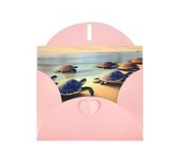YYHHAOFA Biglietto di auguri rosa tartarughe sulla spiaggia immagine 10,2 x 15,2 cm per Natale, compleanni dei bambini, San Valentino, anniversari di matrimonio e inviti per feste