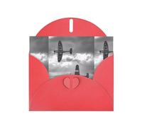 YYHHAOFA Biglietto di auguri rosso con aereo della Seconda Guerra Mondiale, 10,2 x 15,2 cm, per Natale, compleanni dei bambini, San Valentino, anniversari di matrimonio e inviti per feste