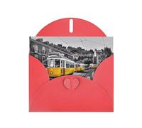 YYHHAOFA Biglietto di auguri rosso con immagine del treno della città, 10,2 x 15,2 cm, per Natale, compleanni dei bambini, San Valentino, anniversari di matrimonio e inviti per feste