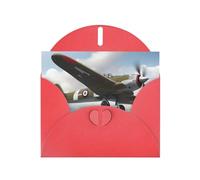YYHHAOFA Biglietto di auguri rosso con immagine di aeroplano della seconda guerra mondiale per Natale, compleanno dei bambini, San Valentino e invito per feste