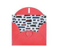 YYHHAOFA Biglietto di auguri rosso con immagine di auto del treno 10,2 x 15,2 cm per Natale, compleanni dei bambini, San Valentino, anniversari di matrimonio e inviti per feste