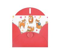 YYHHAOFA Biglietto di auguri rosso con immagine di cane Shiba Inu, 10,2 x 15,2 cm, per Natale, compleanni dei bambini, San Valentino, anniversari di matrimonio e inviti per feste