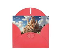 YYHHAOFA Biglietto di auguri rosso con immagine di castello anime, per Natale, compleanno dei bambini, San Valentino e invito a una festa