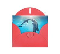 YYHHAOFA Biglietto di auguri rosso con immagine di delfino bacio 10,2 x 15,2 cm per Natale, compleanni dei bambini, San Valentino, anniversari di matrimonio e inviti per feste