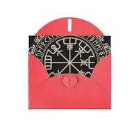YYHHAOFA Biglietto di auguri rosso dal design magico con rune norrene, immagine bussola, 10,2 x 15,2 cm, per Natale, compleanni dei bambini, San Valentino, anniversari di matrimonio e inviti per feste