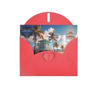 YYHHAOFA Biglietto di auguri rosso Miami Beach, Florida immagine per Natale, compleanno dei bambini, San Valentino e invito a una festa