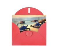 YYHHAOFA Biglietto di auguri rosso tartarughe sulla spiaggia immagine 10,2 x 15,2 cm per Natale, compleanni dei bambini, San Valentino, anniversari di matrimonio e inviti per feste