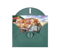 YYHHAOFA Biglietto di auguri verde scuro Cinque Terre scenario immagine 10,2 x 15,2 cm per Natale, compleanni dei bambini, San Valentino, anniversari di matrimonio e inviti per feste