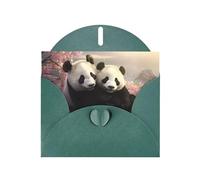 YYHHAOFA Biglietto di auguri verde scuro con immagine di panda per Natale, compleanno dei bambini, San Valentino e invito a una festa