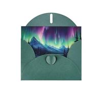 YYHHAOFA Biglietto di auguri verde scuro con immagine di pittura dell'aurora boreale per Natale, compleanno dei bambini, San Valentino e invito alla festa
