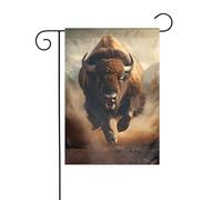 YYHHAOFA Bison Run - Asta per bandiera da giardino con stampa, decorazione per cortile, su entrambi i lati, 30,5 x 45,7 cm