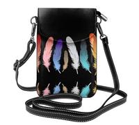 YYHHAOFA Borsa a tracolla colorata del telefono di vibrazione della tracolla delle piccole donne del modello delle piume colorate sette radici, impermeabile e durevole