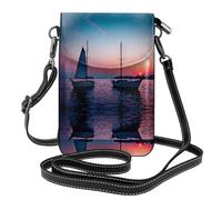 YYHHAOFA Borsa a tracolla del telefono di vibrazione della borsa a tracolla delle donne del cuoio del modello della barca a vela surreale, impermeabile e durevole