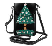 YYHHAOFA Borsa a tracolla del telefono di vibrazione delle piccole donne del cuoio del modello dell'albero di Natale dei fiori, impermeabile e durevole