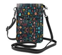 YYHHAOFA Borsa a tracolla del telefono di vibrazione delle piccole donne del cuoio del modello di parola della lezione di matematica, impermeabile e durevole