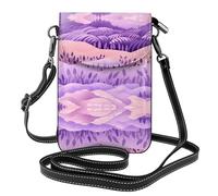 YYHHAOFA Borsa a tracolla del telefono di vibrazione delle piccole donne di cuoio del modello dei campi della lavanda, impermeabile e durevole
