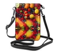 YYHHAOFA Borsa a tracolla del telefono di vibrazione delle piccole donne di cuoio del modello dell'arcobaleno della frutta, impermeabile e durevole