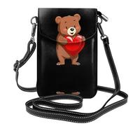 YYHHAOFA Borsa a tracolla del telefono di vibrazione delle piccole donne di cuoio del modello dell'orso di abbraccio di amore, impermeabile e durevole