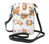 YYHHAOFA Borsa a tracolla in pelle piccola per telefono cellulare, 19,6 x 12,4 cm, immagine carina Shiba Inu per passeggiate, campeggio, shopping, viaggi e uso all'aperto