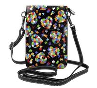 YYHHAOFA Borsa a tracolla in pelle piccola per telefono cellulare, 19,6 x 12,4 cm, per la consapevolezza dell'autismo, con immagine a forma di cuore per camminare, campeggio, shopping, viaggi e uso
