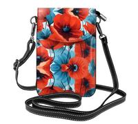 YYHHAOFA Borsa a tracolla per telefono a tracolla da donna in pelle con petali di papavero, impermeabile e durevole