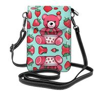 YYHHAOFA Borsa dolce del telefono di vibrazione di vibrazione della piccola delle donne di cuoio del modello di Bea della fragola, impermeabile e durevole