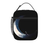YYHHAOFA Borsa termica portatile per il pranzo con coniglietto sulla luna crescente stampa riutilizzabile borsa per il pranzo durevole per uomini e donne facile da trasportare