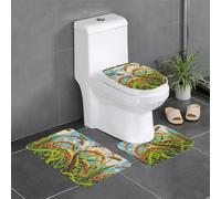 YYHHAOFA Bruchi sul campo di riso stampato tappetino antiscivolo set tre pezzi tappeto bagno antiscivolo durevole
