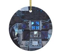 YYHHAOFA Cabin of the Future Picture Christmas Ceramic Round Pendant - 7,4 cm dotato di una resistente corda metallica dorata per appenderlo facilmente agli alberi di Natale