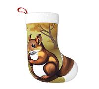 YYHHAOFA Calza decorativa natalizia, perfetta per Halloween, feste e ufficio, immagine di scoiattolo che mangia noci