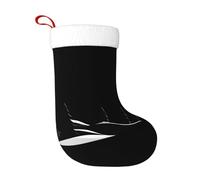 YYHHAOFA Calza natalizia con stampa di colline e piccoli alberi in bianco e nero, perfetta per decorare uffici, alberi, caminetti e tavoli