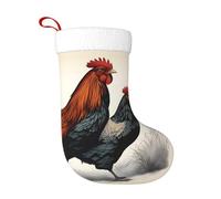 YYHHAOFA Calza natalizia stampata con gallina e gallo, perfetta per decorare uffici, alberi, caminetti e tavoli
