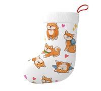 YYHHAOFA Calze decorative di Natale Carino Shiba Inu Dog Picture accessori per le vacanze colorfast per eventi comunitari feste di vacanza balli
