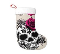YYHHAOFA Calze decorative natalizie morbide Sugar Horror Skull Flowers Rose Pattern leggero, con una buona sensazione tattile per Halloween, Natale e Capodanno
